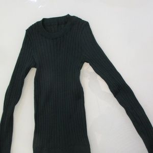 Green Ribbed Sweater Top
